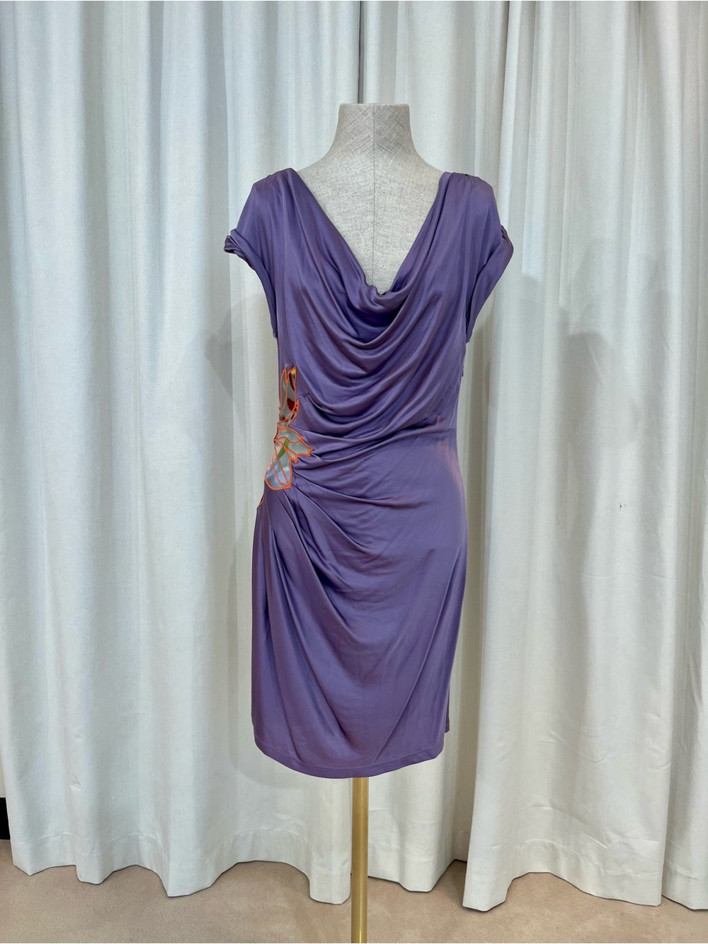 NWT - Catherine Malandrino Lavender Draped Dress with Side Accent